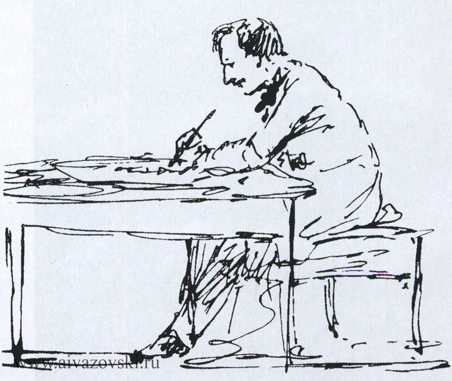 И.К. Айвазовский за письменным столом.Автопортрет.1880