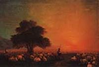 Овцы на пастбище. 1850